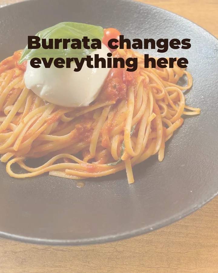 Original saved Zoisial demo cover with the headline Burrata changes everything here over the dish